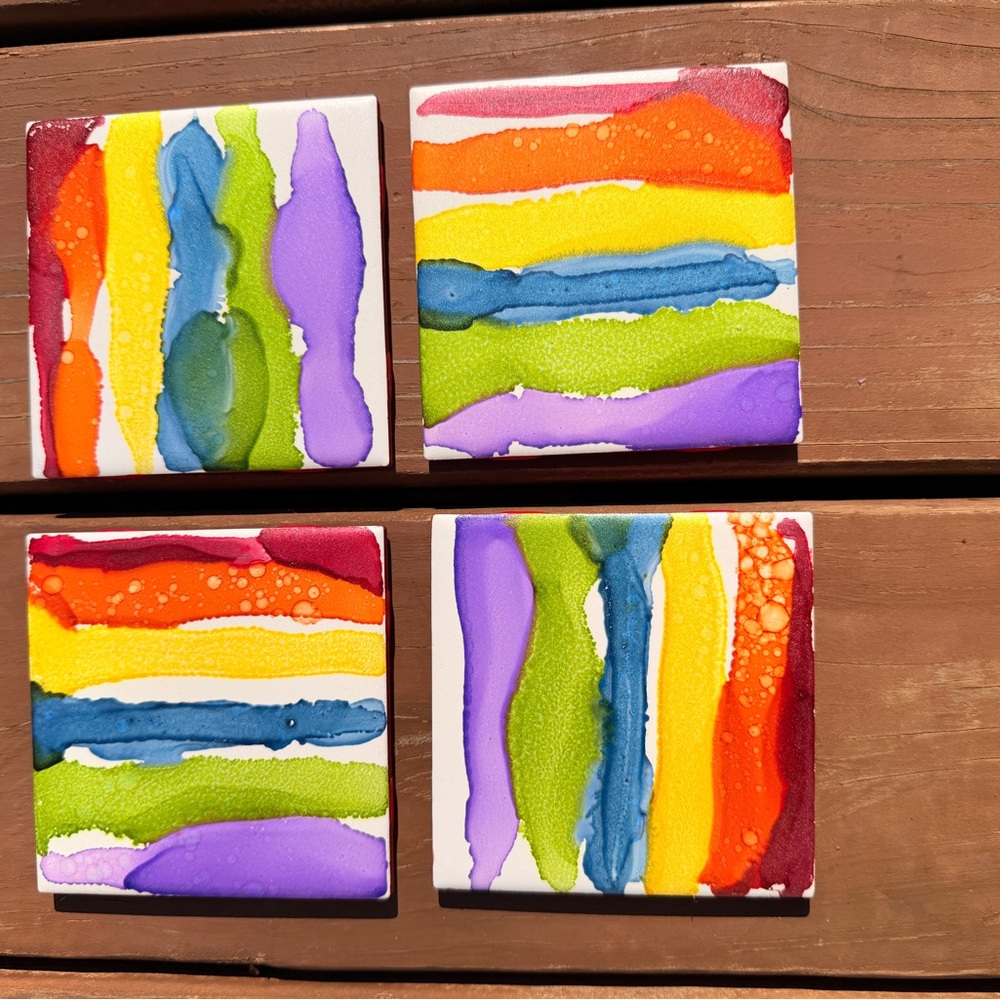 Colorful Abstract Coasters Set - Picture 3 of 9